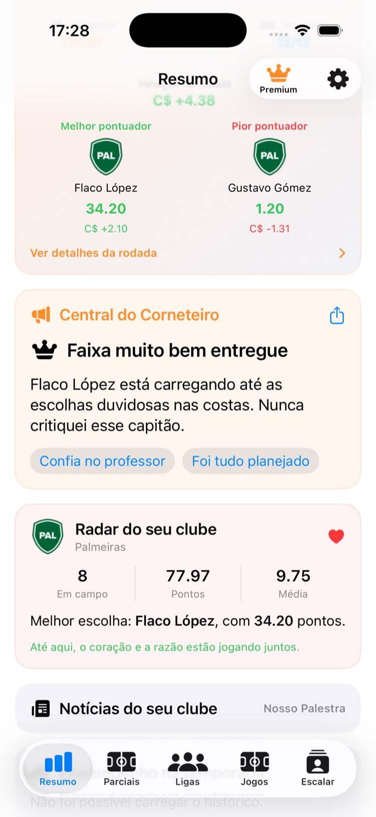 Radar do seu clube do coração